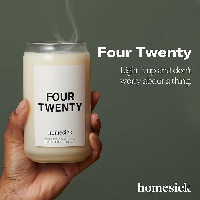 Homesick Scented Candles for Home (Four Twenty) - 13.75 oz Long-Lasting Natural Soy Wax Blend Jar Candle Gifts for Women & Men for All Occasions, 60-80 Hours Burn Time - Notes of Bergamot & Sandalwood - Bloomnest