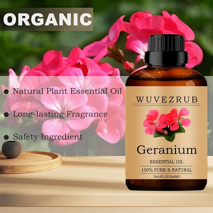 Geranium Essential Oils, 240ML Pure and Natural Essential Oil for Aromatherapy Diffuser - Geranium /8 Fl Oz - Bloomnest