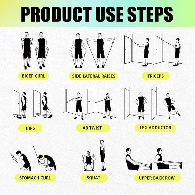 WHATAFIT Resistance Bands, Exercise Bands，Resistance Bands for Working Out, Work Out Bands with Handles for Men and Women Fitness, Strength Training Home Gym Equipment - Bloomnest
