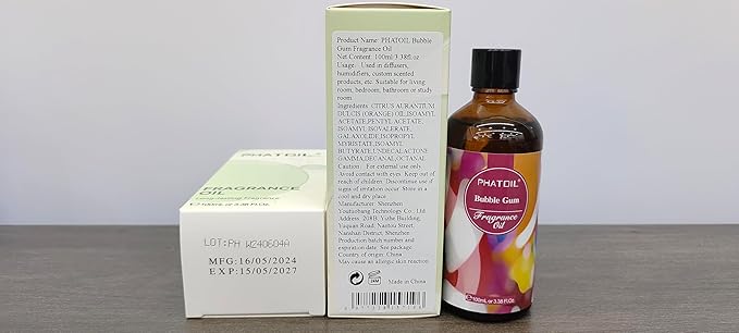 PHATOIL Bubble Gum Fragrance Oils for Aromatherapy, 3.38FL.OZ Diffuser Oils for Home, Perfect for Aromatherapy, Humidifiers, Yoga, DIY Candle and Soap Making - 100ml - Bloomnest