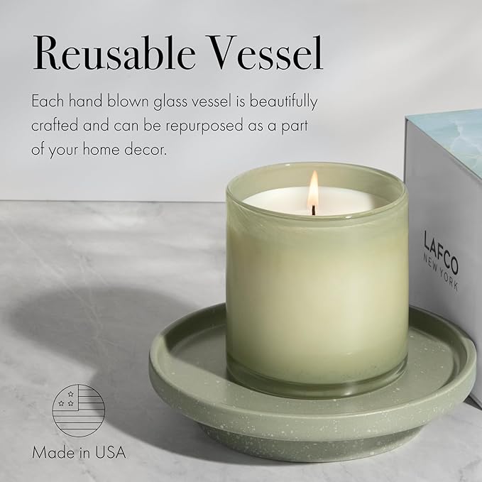 LAFCO New York Signature Candle, Wild Honeysuckle - 15.5 oz - 90-Hour Burn Time - Reusable, Hand Blown Glass Vessel - Made in The USA - Bloomnest