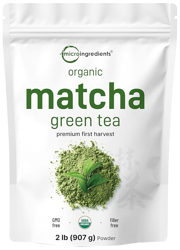 Micro Ingredients Organic Matcha Green Tea Powder, 2 lb | First Harvest, Culinary Grade from Japan | 100% Pure & Unflavored | Great for Tea, Latte & Smoothies | Non-GMO, 0 Calories, Eco-Friendly Packaging - Bloomnest
