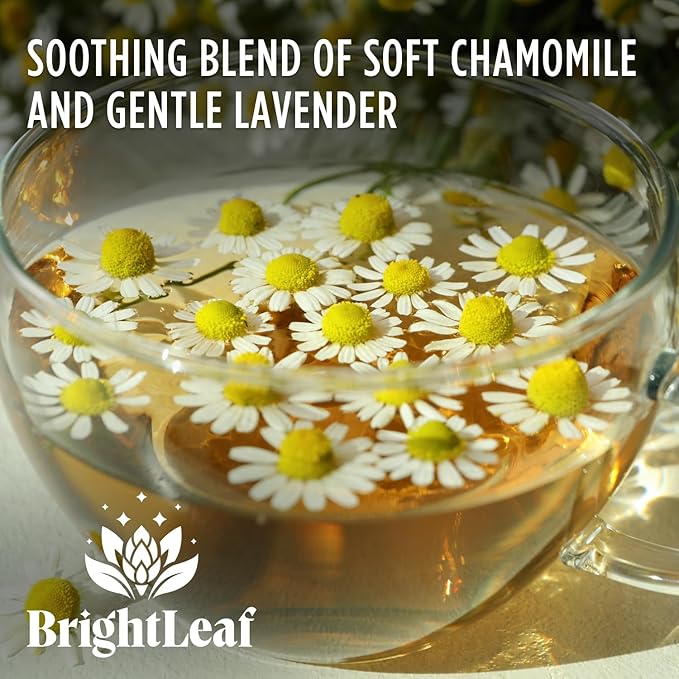BrightLeaf Regenerative Organic Sparkling Tea, Chamomile Lavender 12 oz Cans (Pack of 12) – Zero Sugar & Zero Calories – Organic Herbal Tea Drink – Mood-boosting ingredients – Craft Brewed Botanical Beverage - Bloomnest
