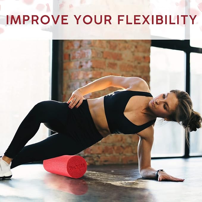 Yes4All Medium Firm Round PE Foam Roller 12, 18, 24, 36 Inches for Pilates, Yoga, Stretching, Balance & Core Exercises - Bloomnest