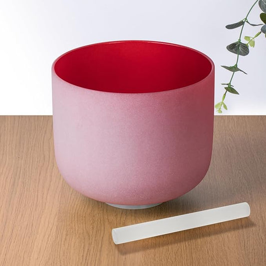 432hz 8 inch Red C Note Root Chakra Quartz Crystal Singing Bowl with Resonance Striker for Healing Mindfulness Meditation Yoga Sound Baths - Bloomnest