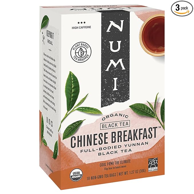 Numi Organic Tea Chinese Breakfast, 18 Count Box of Tea Bags (Pack of 3) Yunnan Black Tea - Bloomnest