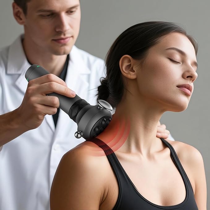 M1 Max Deep Tissue Vibration Therapy Massage Gun – 6500 RPM Handheld Muscle Massager with Thumb Head for Trigger Point & Full Body Pain Relief, Handheld Chiropractic Massager for Back, Neck - Bloomnest