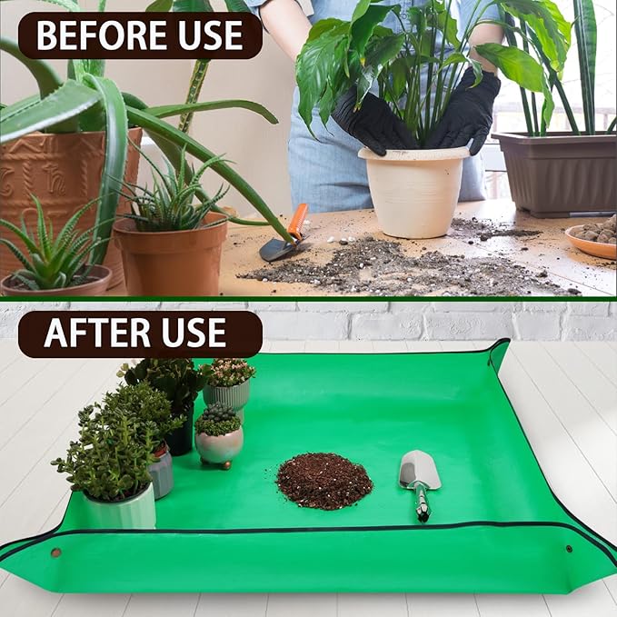 26.8" x 26.8" Plant Repotting Mat Waterproof Transplanting Mat Indoor Succulent Potting Mat Portable Gardening Watering mat Square and Foldable Garden mat - Bloomnest