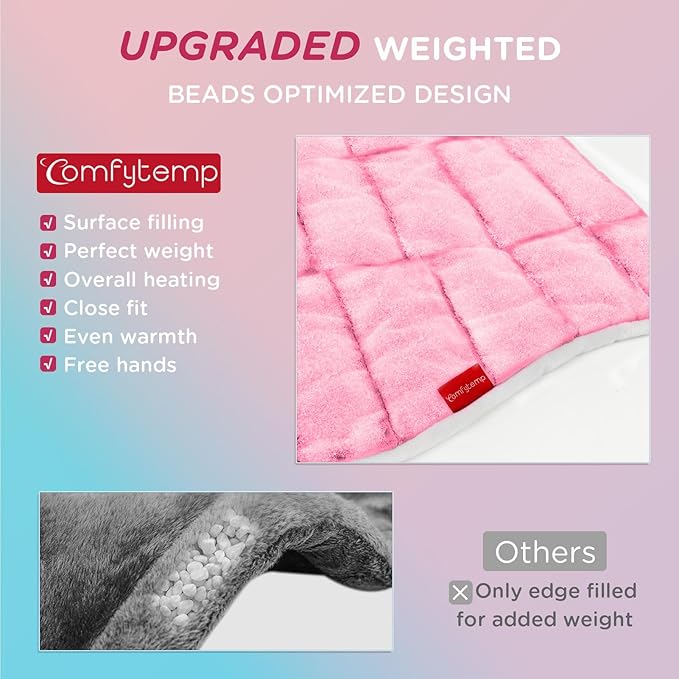 Comfytemp Heating Pad for Neck and Shoulders and Back, 2.6lb Weighted Electric Heat Pad FSA Eligible, Large HSA Heated Wrap, 9 Heat Settings & 11 Timer, Birthday Gifts for Women Men Mom Dad, Pink - Bloomnest