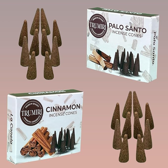 Palo Santo & Cinnamon Incense Cone Combo Pack - 10 Each TRUMIRI