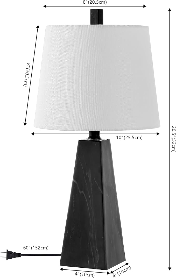 JONATHAN Y JYL1037D-SET2 Owen 20.5" Resin LED Table Lamp Contemporary, Office, Living Room, Family Room, Dining Room, Bedroom, Hallway, Foyer, Black Marble Finish (Set of 2) - Bloomnest