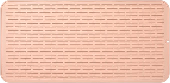 Silicone Dish Drying Mat for Multiple Usage,Easy clean,Eco-friendly,Heat-resistant Silicone Mat for Kitchen Counter or Sink,Refrigerator or Drawer Liner Pink 5XL 36inches x 18inches - Bloomnest