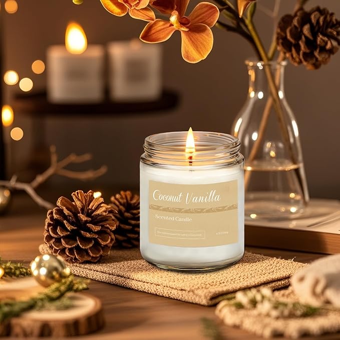 6 Pack Fall Candles for Home Scented, Fall Scented Candles for Women Gifts Autumn Home Decor, Natural Non Toxic Soy Candle Set Pumpkin/Cinnamon Apple/Vanilla/Lavender/Sage/Eucalyptus - Bloomnest