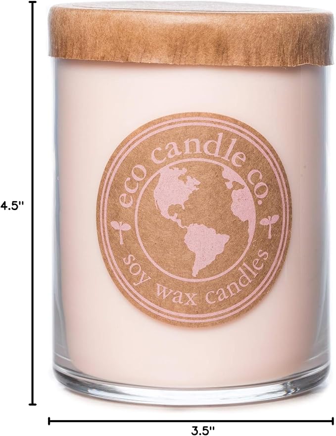 ECO CANDLE CO. Recycled Candle, Vanilla Grapefruit, 18 oz. Double Wick - Scents of Vanilla & Pink Grapefruit - 100% Soy Wax, No Lead, Kraft Paper Label & Lid, Hand Poured, Midwest Grown Soybeans - Bloomnest