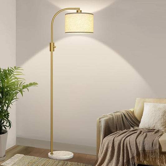 【Upgraded】 Dimmable Gold Floor Lamp, 1200 Lumens LED Bulb Included, Arc Floor Lamps for Living Room Modern Standing Lamp with Marble Base, Tall Lamp for Living Room Bedroom Office Reading Room Nursery - Bloomnest