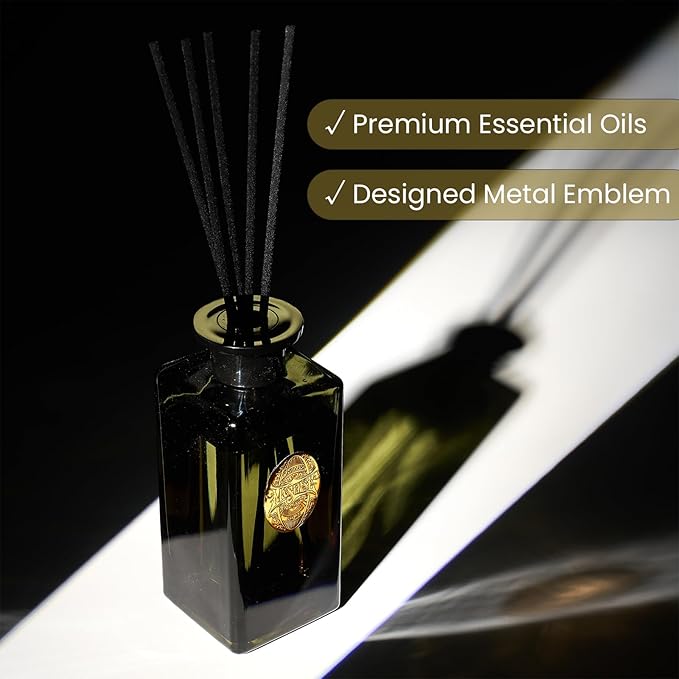 M&SENSE 10.14 oz Large Reed Diffuser Set | Lime Basil Scent Oil Diffuser with Sticks |Hotel Collection Non-Toxic Essential Oil |for Bedroom Bathroom Living Room MSENSE
