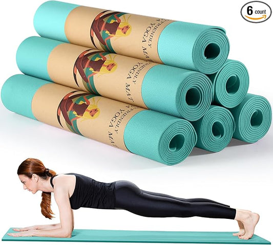 Timgle 6 Pack Yoga Mats Bulk Non Slip Exercise Yoga Mat Thick Anti Slip Tear Resistant Sports Gym for Fitness Stretching Home Workout and Studio - Bloomnest