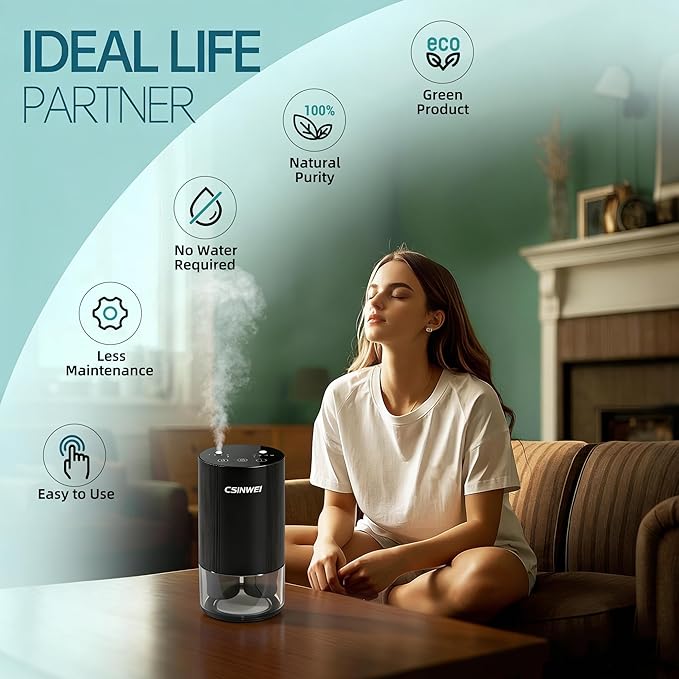 Dual Nozzle Waterless Essential Oil Diffuser for Home Large Room, Car, Office, Portable Battery Operated Aromatherapy Scent Diffusers, Mini Cordless Air Freshener, 5 Timers & 4 Mist Levels - Bloomnest