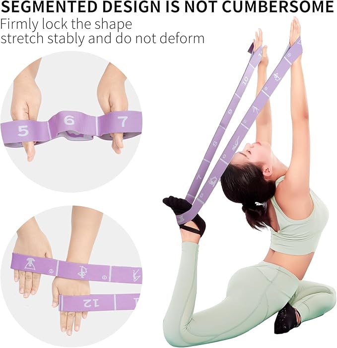 Multi-Functional Slimming Resistance Bands Yoga Straps Elastic Stretching Band 10/12 Loops for Pilates, Latin Training, Dance, Gymnastics, Fitness, Ballet and Physical Therapy - Bloomnest