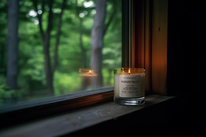 Outdoor Fellow Hudson Valley Scented Candle, 8oz, Coconut & Apricot Wax Blend, Orange Blossom, Jasmine, Patchouli, Reusable Glass, 40-50 Hour Burn Time - Bloomnest