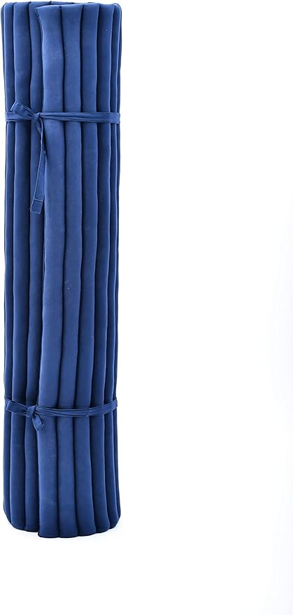 Leewadee - Foldable Floor Mattress - Japanese Roll Up Futon -Trifold Tatami Mat- Guest Floor Bed - Camping Mattress - Thai Massage Mat, Kapok Filled, 75 x 57 inches, Blue - Bloomnest