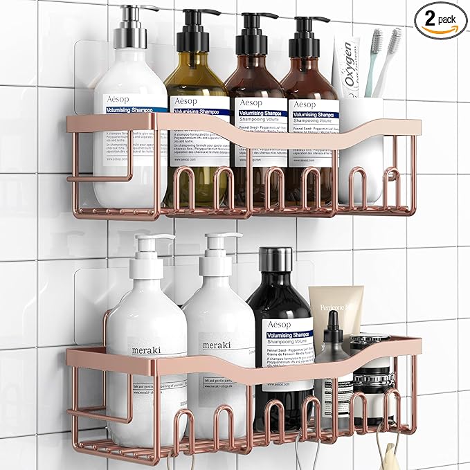 EUDELE Shower Caddy 2 Pack,Adhesive Shower Organizer for Home Decor&Kitchen Organizers,No Drilling,Rustproof Stainless Steel Bathroom Shelf Organizer - Bloomnest