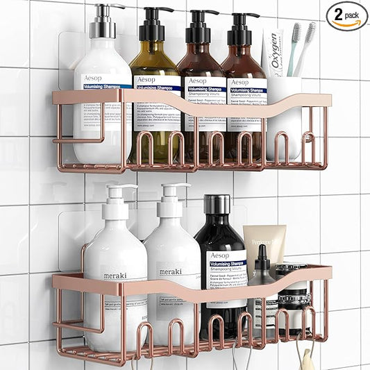 EUDELE Shower Caddy 2 Pack,Adhesive Shower Organizer for Home Decor&Kitchen Organizers,No Drilling,Rustproof Stainless Steel Bathroom Shelf Organizer - Bloomnest