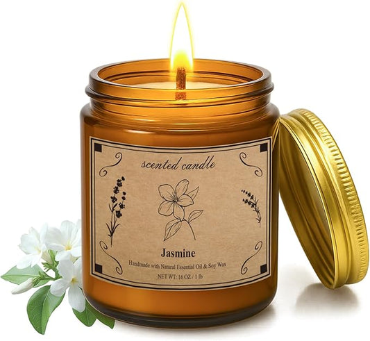 Scented Candles for Home, 16oz Large Jar Scented Candle – Jasmine Soy Wax Candle with 100 Hour Burn Time, Long Lasting Aromatherapy Candle for Home Décor, Relaxing Fragrance & Gift Giving - Bloomnest
