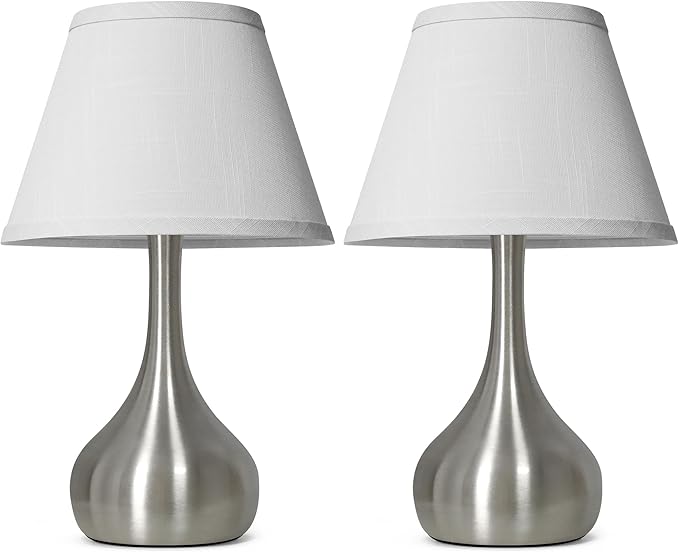 Touch Table Lamp for Bedroom Set of 2, 3-Way Dimmable Bedside Lamp for Nightstand, 17” Modern Metal Desk Lamp with Linen Shade for Living Room, Kids Reading, Dorm, Home Office Decor, Bulb Included - Bloomnest