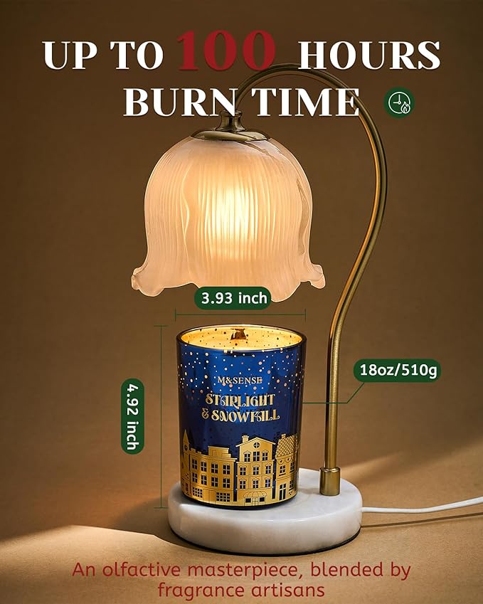 M&SENSE Christmas Candles, Startlight Snowfall Scented Winter Candle Natural Soy Wax 18oz 100 Hours Clean Non Toxic Burn, Cracking Wooden Wick Large Gift for Holiday Family Friends - Bloomnest