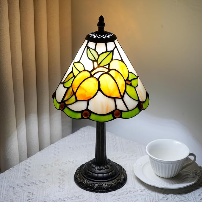 Tiffany Lamp 8 Inch Stained Glass Lamp Yellow Apricot Warm Color Handcrafted Reading Lamp Suitable Coffee Shops Dormitories Home And Office Decoration Tiffany Style Retro Home Decoration Craft Gift - Bloomnest