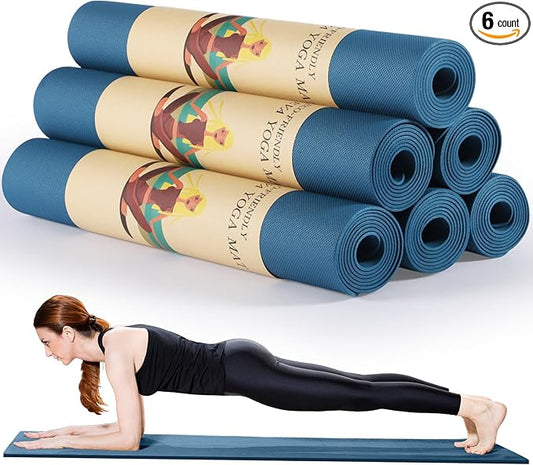 Timgle 6 Pack Yoga Mats Bulk Non Slip Exercise Yoga Mat Thick Anti Slip Tear Resistant Sports Gym for Fitness Stretching Home Workout and Studio - Bloomnest