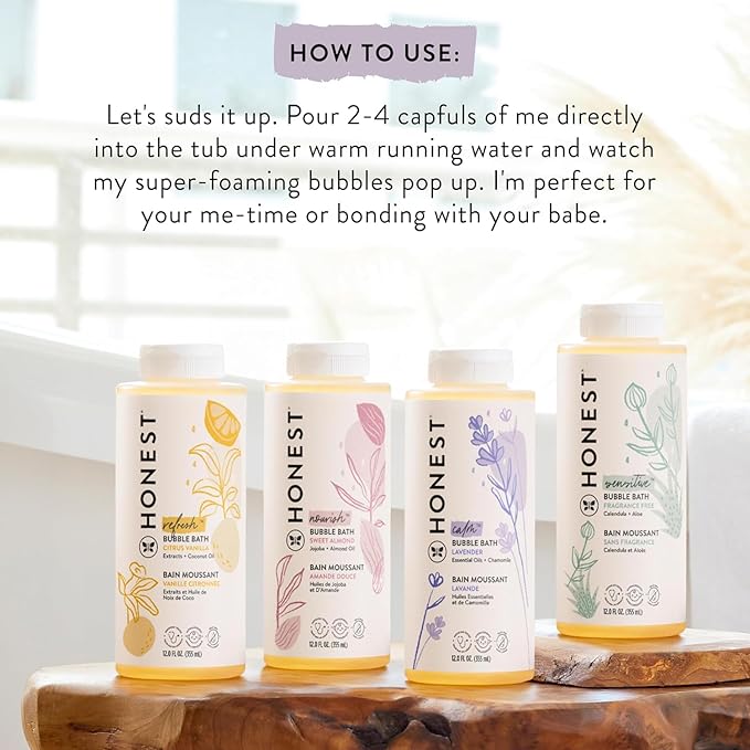 The Honest Company Foaming Bubble Bath | Gentle for Baby | Naturally Derived, Tear-free, Hypoallergenic | Fragrance Free Sensitive, 12 fl oz - Bloomnest