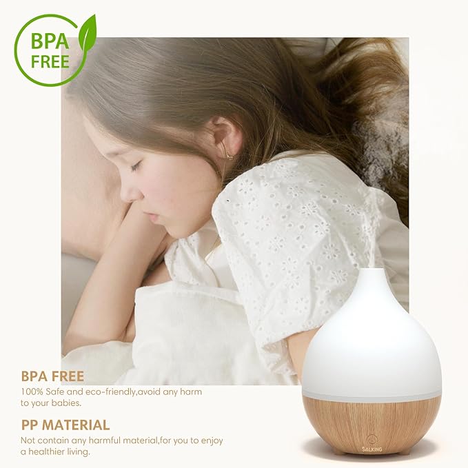 SALKING Essential Oil Diffuser (Set of 2), 100ml Small Aromatherapy Diffuser with Auto Shut-Off, Ultrasonic Diffusers for Essential Oils, Cool Mist Humidifier with Warm White Lights, for Office Home - Bloomnest