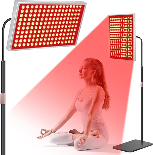 SAVILER® Red Light Therapy for Face & Body, 160 Dual-Wavelength LEDs Red Light Lamp Panel with Stand, 660nm 850nm Near Infrared Redlight Therapy Device for Home Skin Muscle