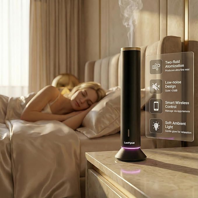 New Upgraded Waterless Scent Oil Nebulizer – Smart App & Remote Control, Covers Up to 4000 Sq Ft, Quiet Aroma Diffuser for Home, Hotel & Office, Up to 20H Runtime, 360° Light & Timer (Black, 1500) - Bloomnest