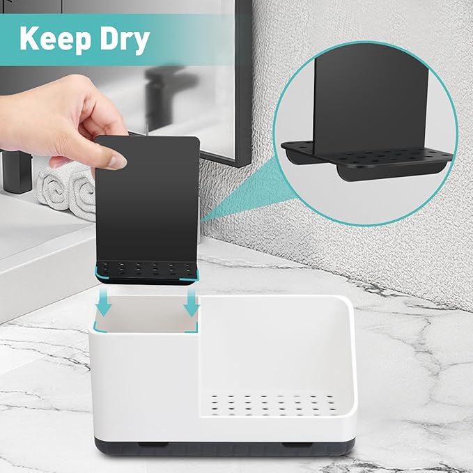 Bathroom Counter Organizer, Bathroom Organizers and Storage, Detachable Toothbrush Holders for Bathroom Vanity Sink Organizer (White) - Bloomnest