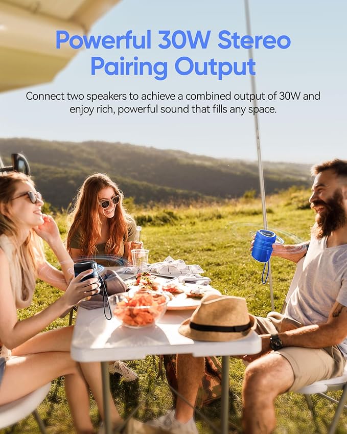 Portable Bluetooth Speaker with Lights, Stocking Stuffers, Powerful Crystal Clear Sound, IPX5 Waterproof, All Day Playtime, BT 5.3, TWS Paring, Small Wireless Speaker for Outdoor, White Elephant Gifts - Bloomnest