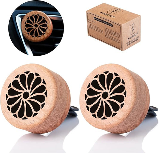 Essential Oil Car Diffuser, 2 PCS Elegant Car Aromatherapy Wood Diffuser with Vent Clip - Bloomnest