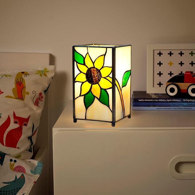 Tiffany Lamp Stained Glass lamp Small Bedside Table Lamps for Living Room Home Decor,Girls Women Birthday Christmas Thanksgiving Day Gift,Sunflower - Bloomnest