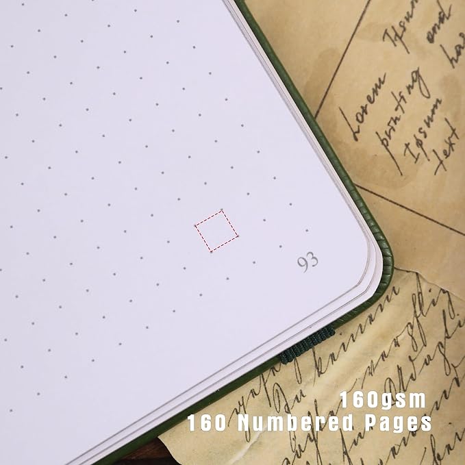 TIEFOSSI Dotted Journal Notebook, Dot Grid Notebook for Women Men, Hardcover PU Leather Journal, 160 GSM Thick Paper, 160 Numbered Pages with Gold Edges, 8 x 8 Square Diary - Bloomnest