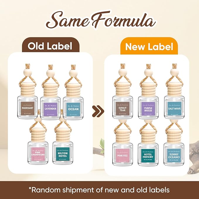 AROIC Premium Scent Car Air Freshener, 6 Pack Hotel Scent Collection Diffuser Set, Long Lasting Luxury Fragrance Essential Oil Aromatherapy, Hanging Air Freshener for Car Interior Accessories Unisex - Bloomnest