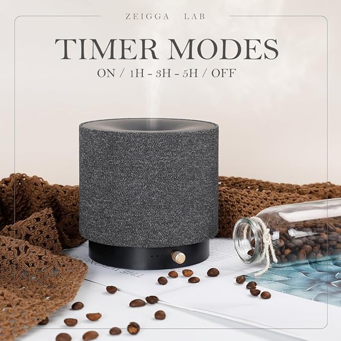 Elegant Fabric Aroma Diffuser - Quiet Essential Oil Diffuser with Soft Night Light, Perfect for Home, Office, and Yoga Space (M35-Black) - Bloomnest