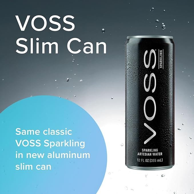VOSS Artesian Sparkling Water Cans - 3 Pack of 8 – 24 Slim Cans - Pure Carbonated Water Refreshment - Perfect for Celebrations, Home, Office, On-the-Go Hydration - Bloomnest