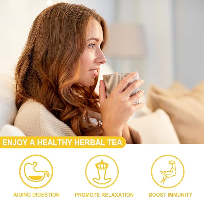 FullChea - Chamomile Tea bags, 50 Teabags - Pure & Natural Chamomile Flower Herbal Tea for Relaxation - Non-GMO - Caffeine-free - Support Digestion & Boost Immune System - Bloomnest