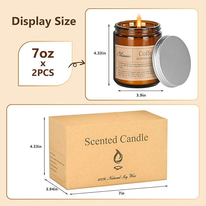 Candles for Home Scented, 2 Pack Scented Candles for Stress Relief & Self-Care, Aromatherapy Candle for Men and Women Birthday, Soy Sleep Jar Candle Set(Coffee & Vanilla) - Bloomnest