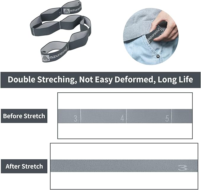 Premium Durable Stretch Straps with Loops, Stretching Strap for Physical Therapy, Multi-Loop Yoga Strap Fitness Exercise Strap for Yoga, Pilates, Dance, Flexibility&Exercise - Bloomnest