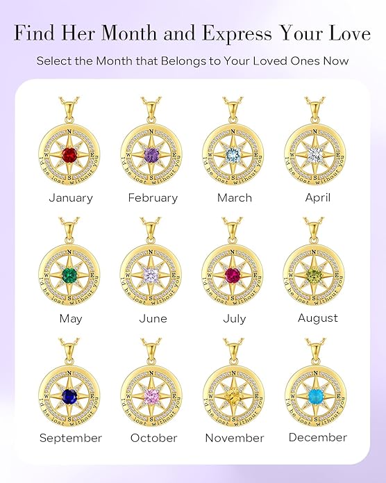 S925 Necklace Gift for Wife |Compass Jewelry |Women Anniversary |Sterling Silver |Girlfriend Birthday Gifts for Her Valentines |I'd be Lost without You |Jewel 18K Gold - Bloomnest