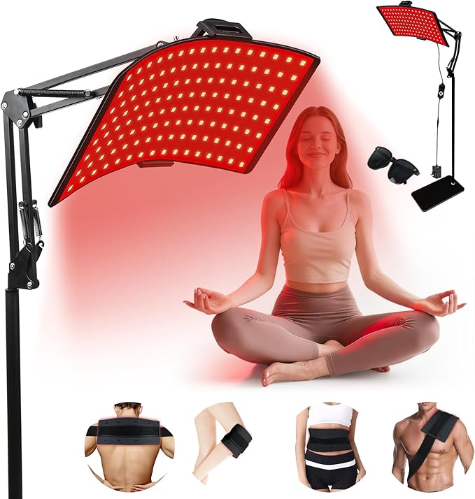 Red Light Therapy for Body & Face with Quick Clip, Infrared Light Therapy Lamp with Adjustable Stand, 660nm & 850nm Red Light Therapy Panel for Waist Knee, Muscle Recovery Bloomnest