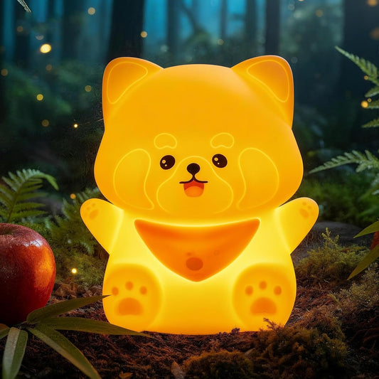 Red Panda Night Light with Squishy Soft Silicone, RGB Flashing Color, Dimmable Rechargeable Portable Touch Red Panda Gifts Decor for Girls Boys